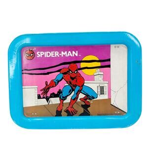 vintage Spider-Man metal TV Lap serving Tray 1979 Marvel Comics folding legs